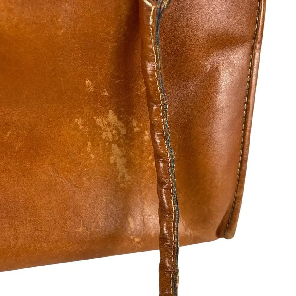 PATRICIA NASH Large PARIS SATCHEL Full Grain LEATHER Rose Tooled Design BROWN